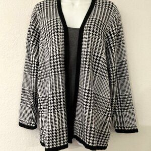 CROFT & BARROW HOUNDSTOOTH PLAID OPEN FRONT CARDIGAN PLUS